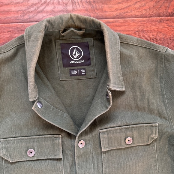 Volcom Likeaton Snap Front Jacket - Olive Twill - Size Large - Picture 3 of 4
